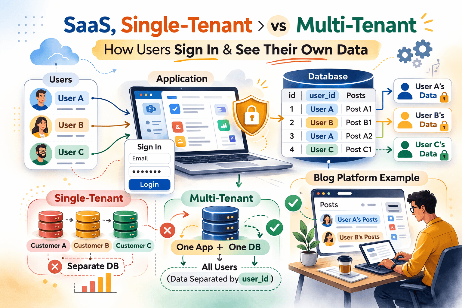 Understanding SaaS, Single‑Tenant, and Multi‑Tenant – A Developer’s Perspective